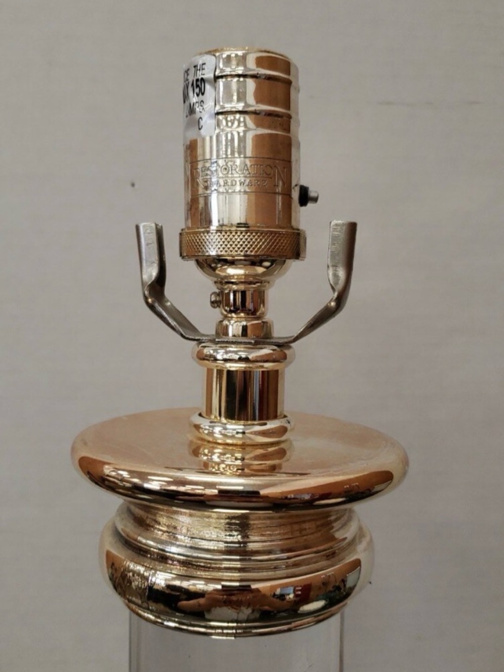 2 Vintage Restoration Hardware RH nickel/lucite column table lamps 23.5” SET/2 - Picture 7 of 14